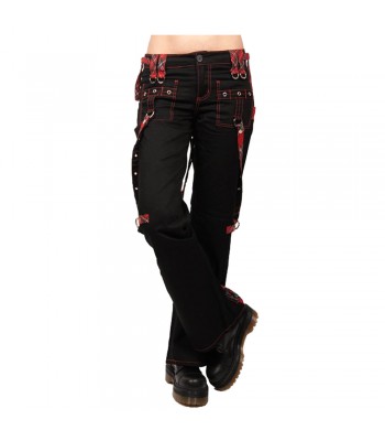 Men Black Gothic Pant Red Thread Unisex Pant Tartan Trousers 